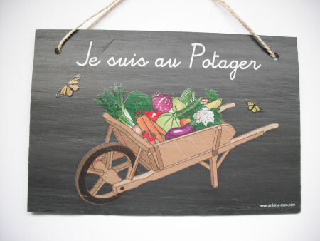 Je suis au potager ardoise 200 x 300 mm